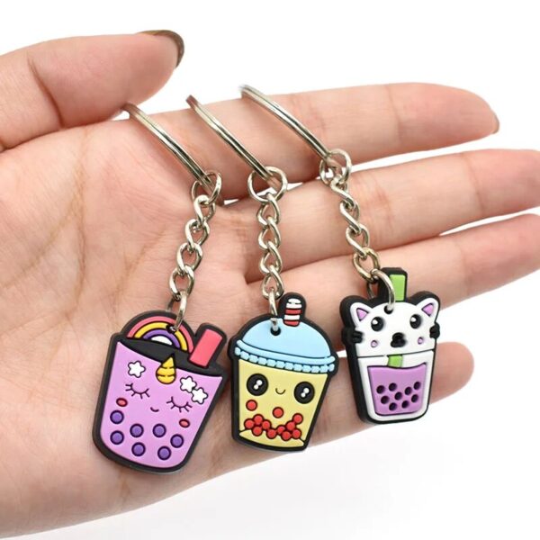 Mini Kawaii Boba Tea Keychains - Cute Cartoon Keyrings - Image 3
